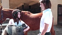 Pretty Kara Price and her classmate Ally Evans enjoy pearls diving after  lesson of horse riding